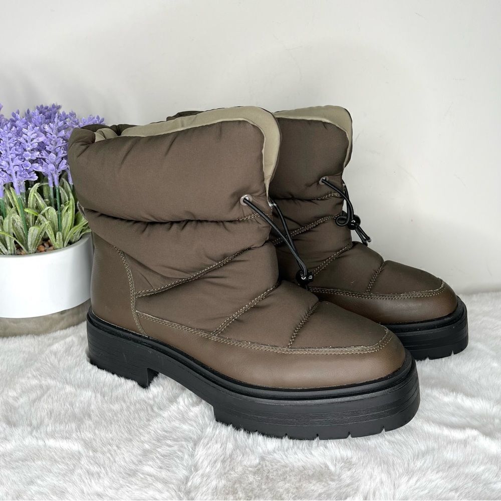 Sam Edelman Boots Women's 10.5 Reve Lakyn‎ Brown Plush Quilted Cold-Weather